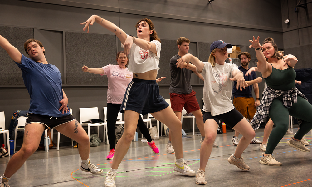 The ensemble in a dance rehearsal