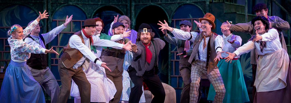 Alred dolitle and ensemble in Get me to the church on time