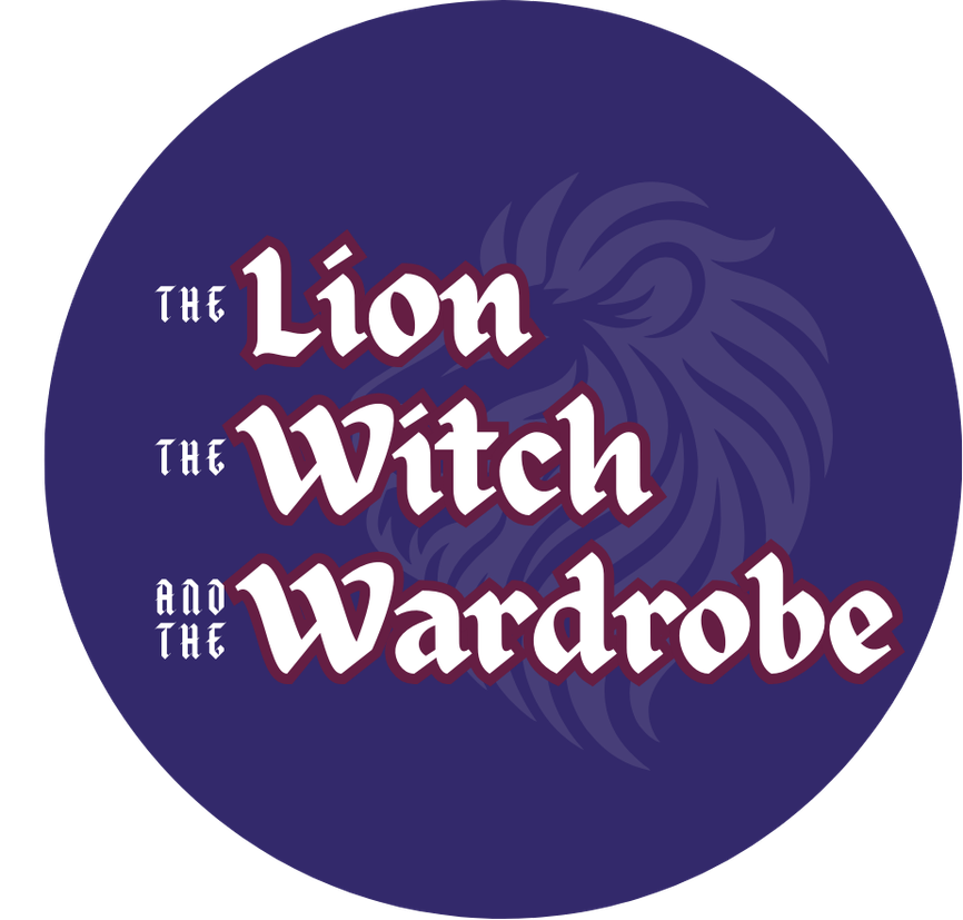 Lion Witch and the Wardrobe logo on a dark blue circle graphic