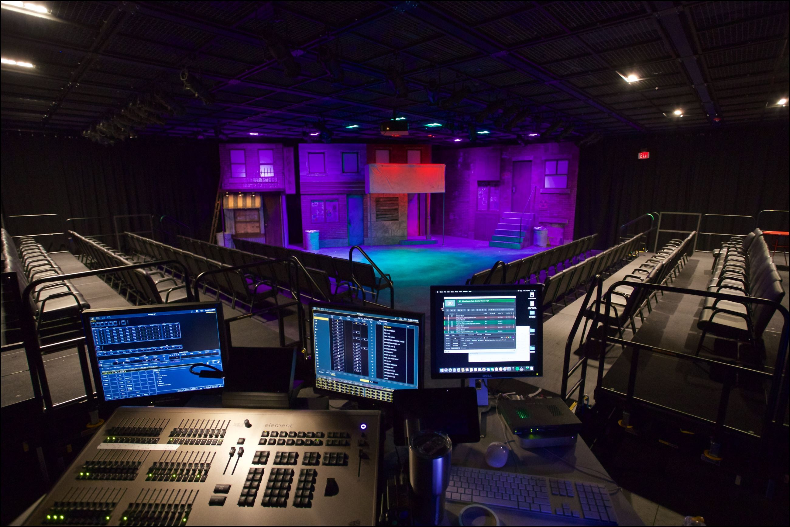 A photo of the Tech Booth in Blackbox Theatre in the Arts and Heritage Center