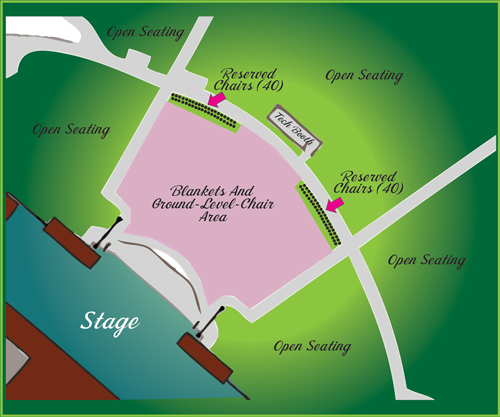 map of seating area inside theatre in the park